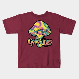 "Glowing Tie-Dye Magic Mushroom"- Retro Cute Hipster Shrooms Kids T-Shirt